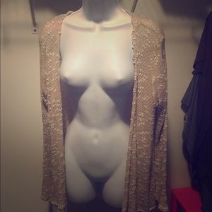 Blu Planet draped cardigan sweater with lace